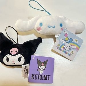 Authentic Sanrio Kuromi & Cinnamoroll 2" Mini Plush Keychain
